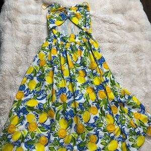 SHEIN Southern Italian/Sicilian Style Lemon and Floral Print Dress